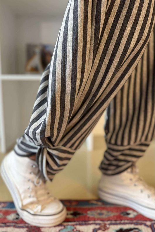The Sunday Morning Stripe Twist Pant Greys Melange